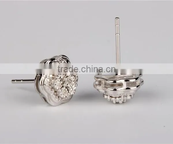 Micro Pave Setting 925 Silver CZ Earrings photo-2