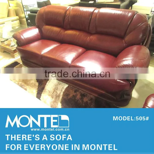 Leather Wood Carved Sectional Sofa photo-3