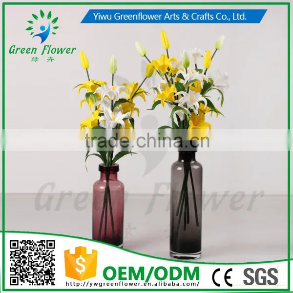 2016 Wholesale Four Heads Mini Lily Artificial Flowers Real Touch Bouquet Wedding Bridal Home Declarative Flowers photo-4