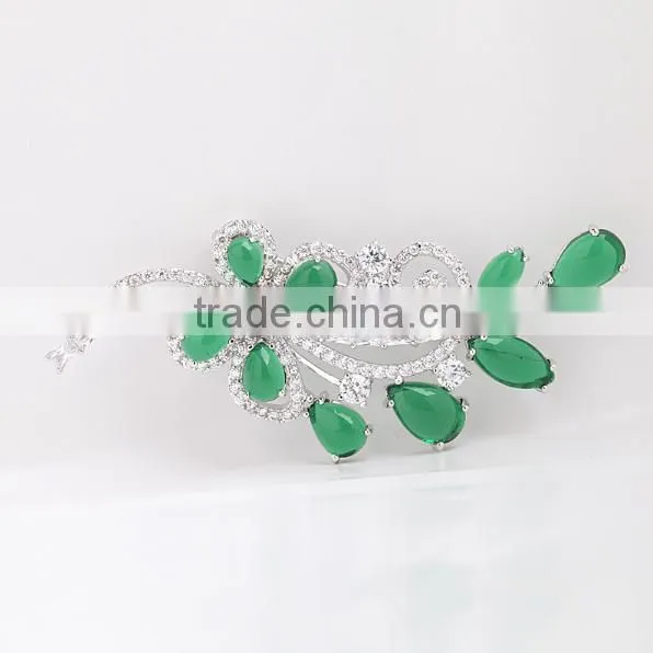 Platinum Plated Designer Flower Wedding Brooch With AAA+ Cubic Zircon Micro Pave Setting for Women and Men photo-2