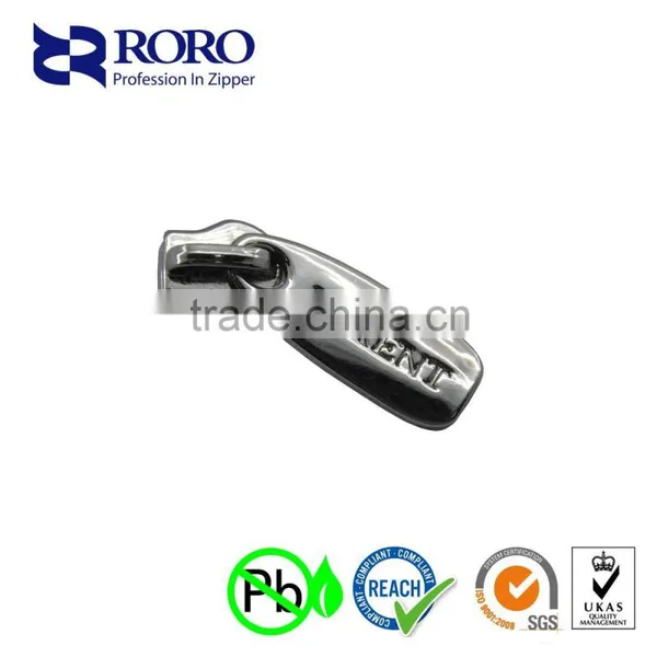 RORO151403#5 Zinc Alloy Black Metal Zipper Silder and Puller Design