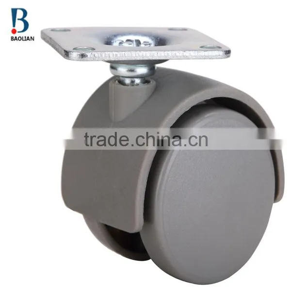 2015 Discount Low Profile 1.5-inch Grey Heavy-duty Nylon Plastic Plate Double Swivel Casters for Suitcase photo-2