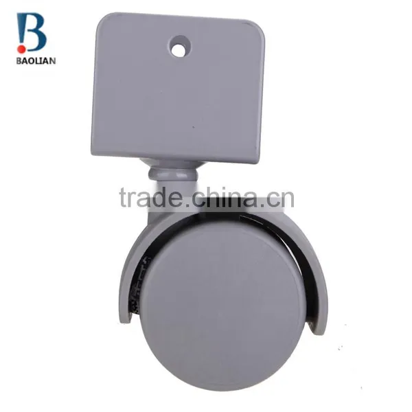 2015 Discount Durable 1.5 Inches Grey Nylon U Plate Swivel Twin Plastic Casters for Wardrobe photo-4