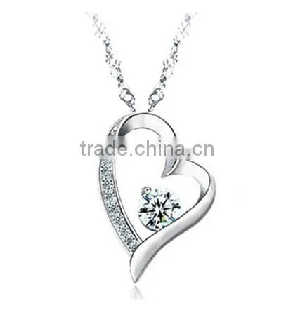 Silver Heart Necklace Crystal - Stylish Crystal Pendant Fashion Designer Jewelry Gift for Valentine's Day photo-2