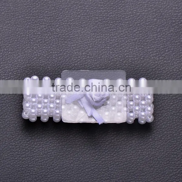 (M0865) 100pcs/lot Elastic Pearl Wedding Rhinestone Napkin Rings With Spacer,50mm Inner Size, Outer Size:55mm,pure White Pearl