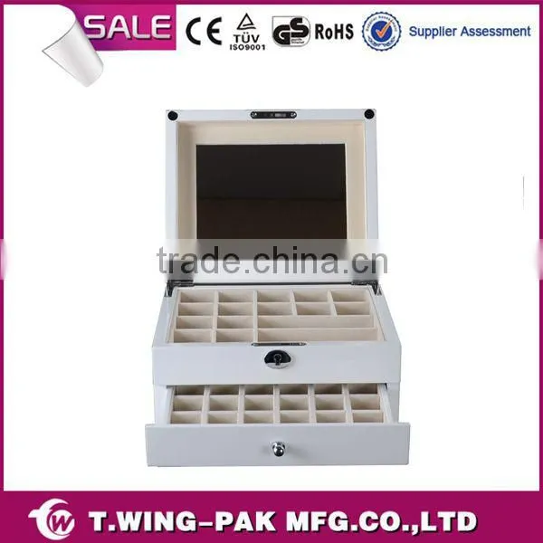 Wooden Cufflink Box, With Two Drawers and Mirror, High Quality Cufflink Gift Box photo-3