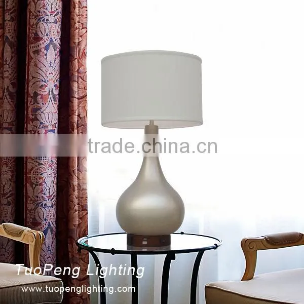 Hospitality Lighting Hoilday Silver Metal Desk Lamp With White Shade