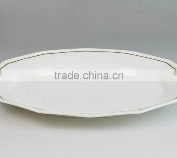 Tableware White Gold Rim Embossed Bulk Custom Ceramic Plates photo-4