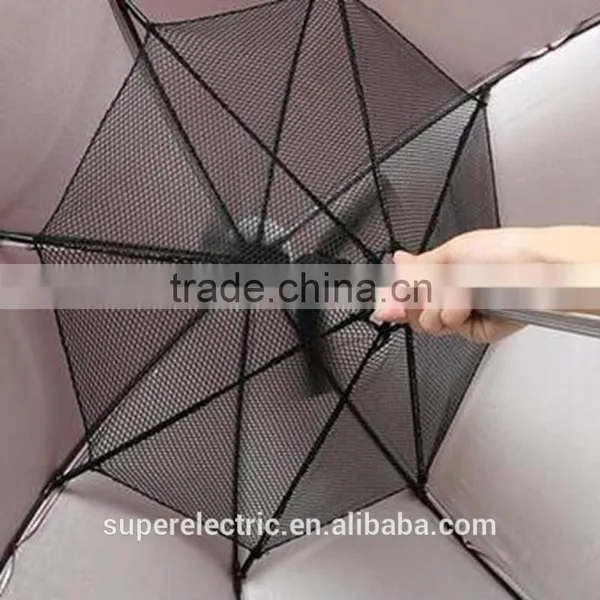 2016 New Products Promotion Multifunction Custom Nylon Sun Proof Umbrella Auto Open Straight Rod Outdoor Sun Umbrella With Fan photo-2