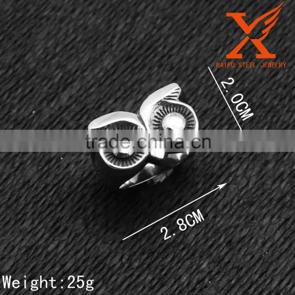 In Stock New Arrival China Cheap Wholesale Vintage Design Popular Fashion Teen Stainless Steel Owl Ring for Men photo-2