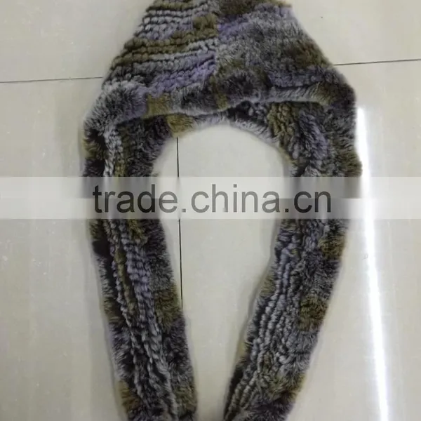Wholesale Rex Rabbit Hoodie Muffler Shawl Scarf for Woman photo-4