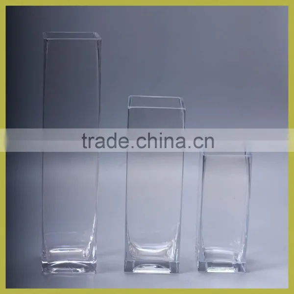 Clear Square Tall Glass Flower Vase