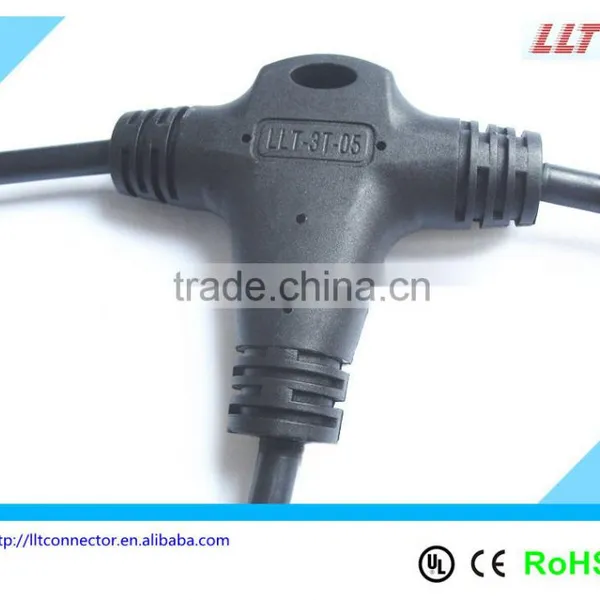 LED Lighting 3-Way Molded Waterproof Wire Splitter T Connector