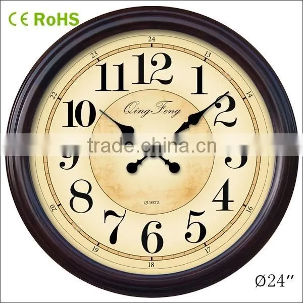 24 Inch Wooden Wall Clock Decoration Items Village Style Wall Clock Digital Wall Clock