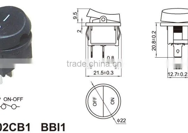 Waterproof Mini Rocker Switch,on-off 6pins Nylon Pa66 Material Rocker Switch photo-4