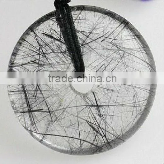 37*10mm Natural Rutilated Quartz Donut Shaped Pendant