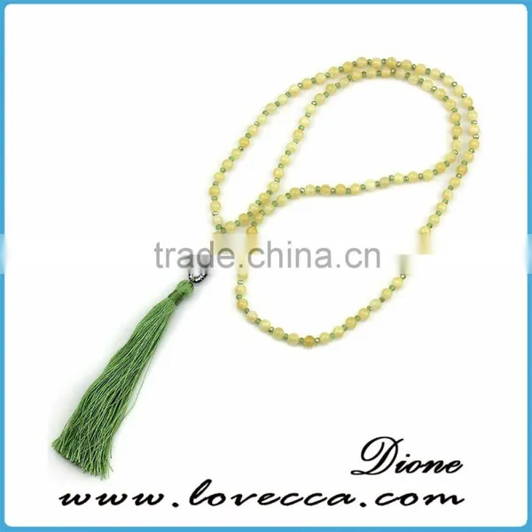 Single Layer Long Chain Black Agate Bead Tassel Fashion Necklace photo-6