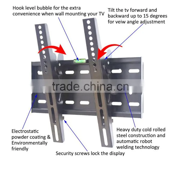China Made Wholesale tv Accessories Vertically Adjustable Tilt Lcd Led Plasma tv Wall Mount for 14 - 42" Screens Vesa 300x300 photo-3