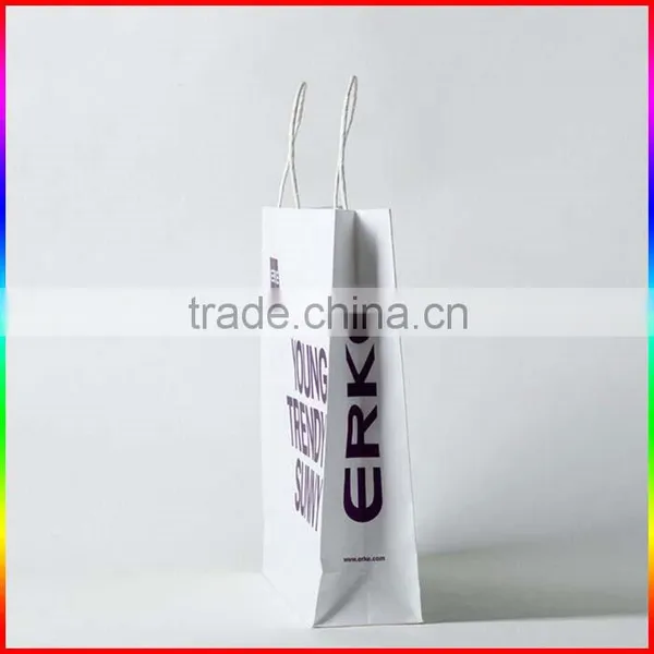 Branded Clothes White Kraft Paper Packing Bag With Purple Printing photo-3