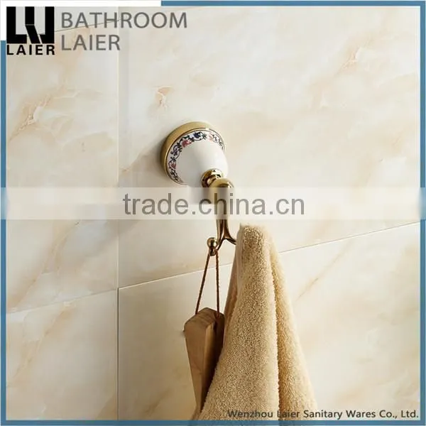 Direct Marketing Printing Lines Factory Zinc Alloy Gold Finishing Bathroom Accessories Wall Mounted Robe Hook photo-3