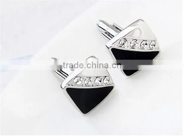 Europe Silver High Quality Copper Cuff Links Mens Square Enamel Cufflinks for Shirts photo-4