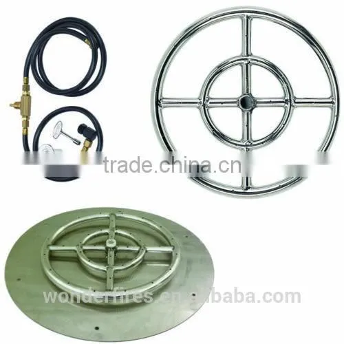 12", 18" and 24" Stainless Steel Burner Pan With Burner Ring Fire Pit NG Kit