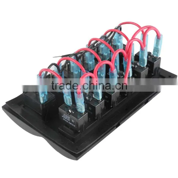6 Gang Marine Boat Car Circuit Blue LED Rocker Switch Panel Waterproof