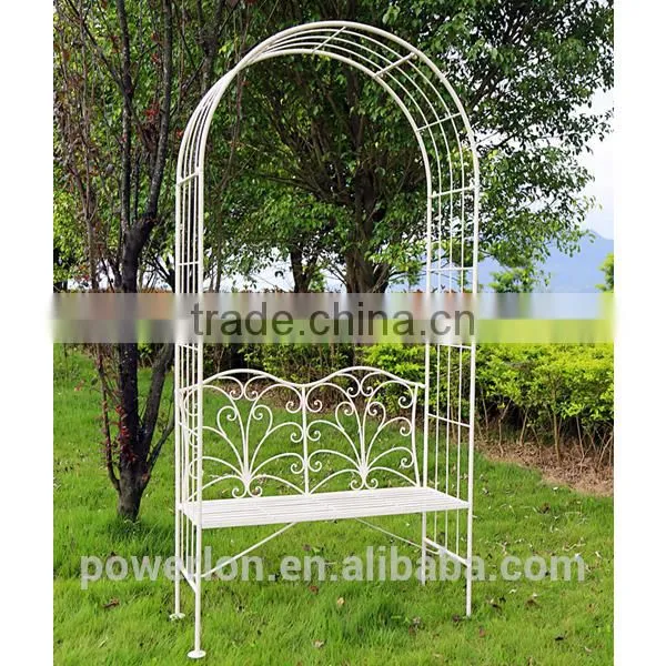 Garden Wrought Iron Pastel Green Garden Arch Outdoor Archway With Bench photo-4