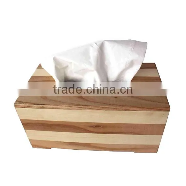 Creative Rectangular Wooden Striped Tissue Box, Hotel Household Use Packaging Box photo-2
