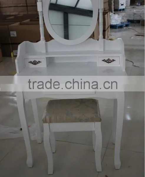 Bedroom Wooden Make-up Dressing Table Set, Wooden Dresser With Mirror and Stool photo-2