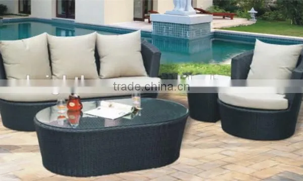 Modern Patio Garden Cane Wicker Sectional Sofa photo-2