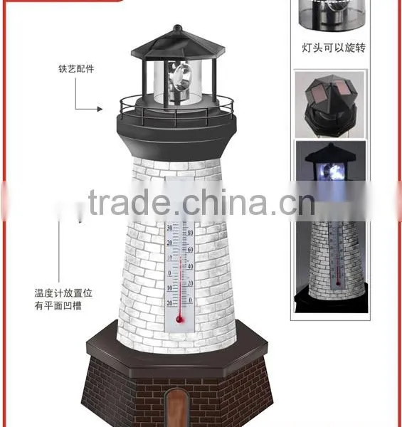 Solar Lighthouse Garden Stake Light With Revolving Beacon Garden Sunlight Solar Lighthouse Garden Decoration With Thermometer photo-4