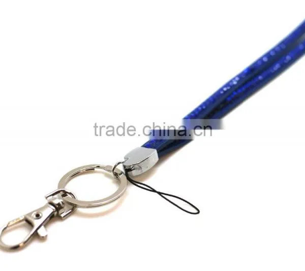 Blue Promotion Gift PU Leather Lanyard With Crystal Gem, Swivel Snap Hooks, Key Ring Accembly, Acrylic Gem Key Chain photo-2
