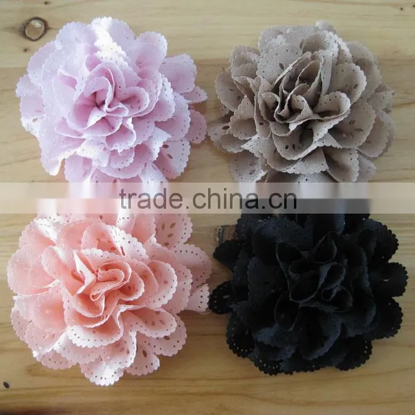 Fabric Flower With Rhinestone in Center for Kids Hair Accessories photo-3