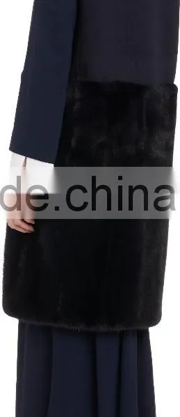 Women Black Round Neck Mink Fur Bottom Vests Customized photo-3