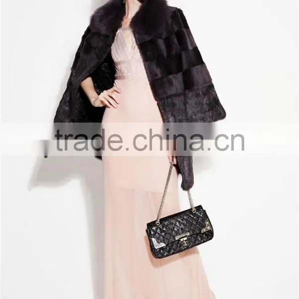 Red Wine Color Rex Rabbit Fur Pattern of Natural Fur Coats photo-2