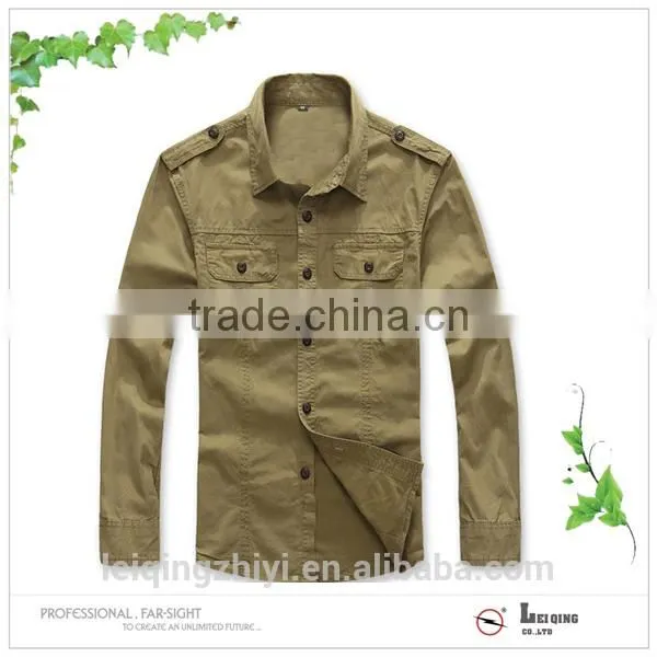 Pure Cotton Wholesale Clothing Factory Cheap Military Khaki Shirts photo-2