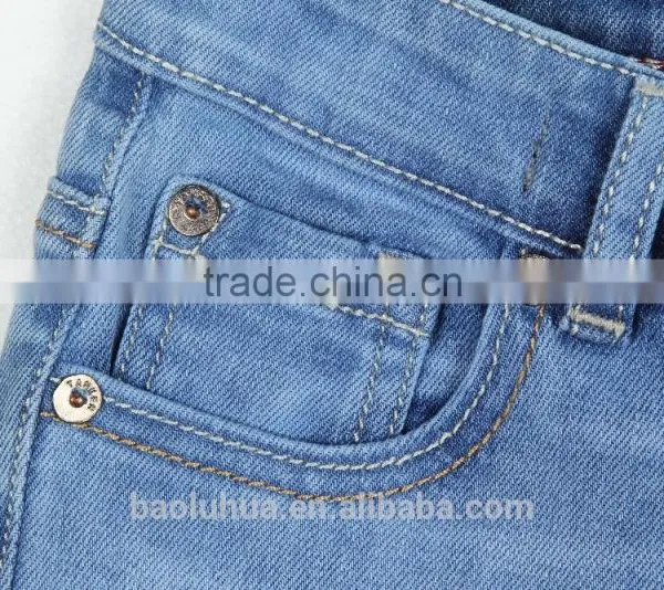 S1115K Girls Kid Children Stretchable Waistband Indigo Washed Denim Jeans photo-5