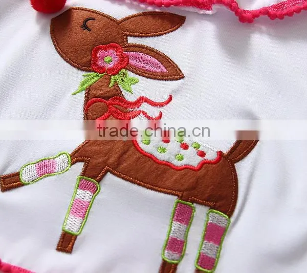 Christmas Reindeer Ruffle Cotton Toddler Girls Boutique Clothing Sets photo-4