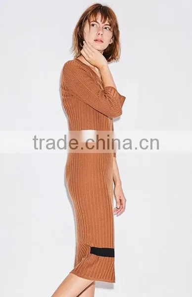 Womens Wholesaler 3/4 Sleeve Wool Knitting Pattern Sweater Dress With Lowest Price photo-4