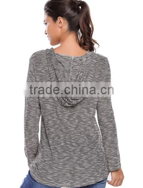 High Quality Ladies Fashion Thin Hoody Sweater With Wholesale Price photo-3