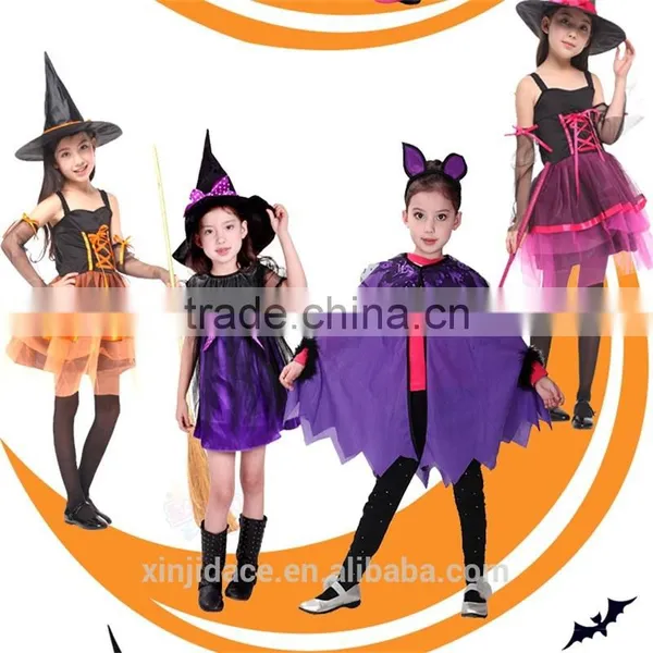 Black Color Long Sleeve Halloween Witches Style Kids Mexican Costumes photo-5