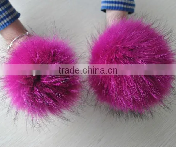 YR892 Hot Hot Cute Raccoon Fur Pom Poms Fur Balls photo-5