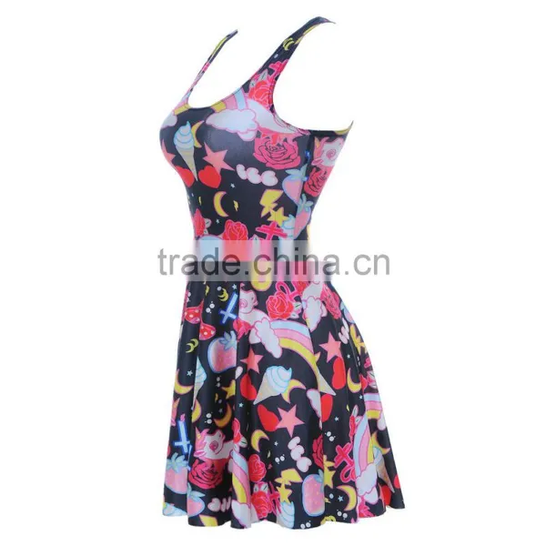 Womens One Piece Floral Pleated 3D Printed Dresses Wholesale photo-5