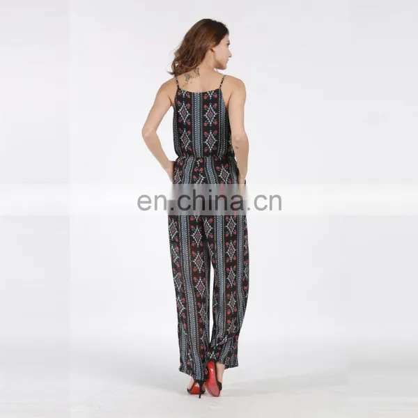 Mexican Summer Long Chiffon Casual Women Jumpsuit With Small Spots Printed photo-5