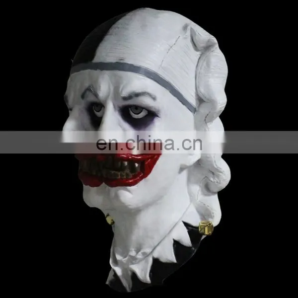 2 FACED JESTER With Ringing Bells Latex Jester Horror Mask