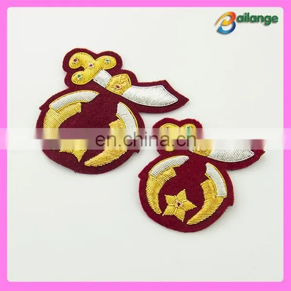 Wholesale Hand Embroidery Bullion Wire Badges in China