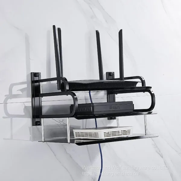 Black Medium Three-layer Aluminum STB Rack Router Wall Mounted Telephone TV STB Rack photo-3