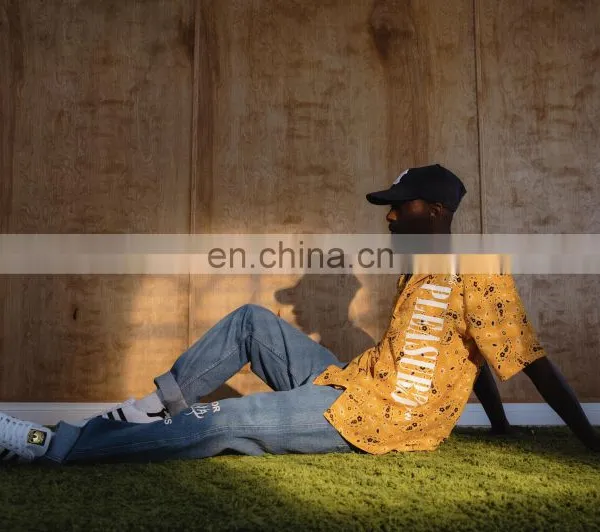 Diznew Factory Wholesale Button up Short Sleeve Shirt Custom Print Mens Shirts photo-3