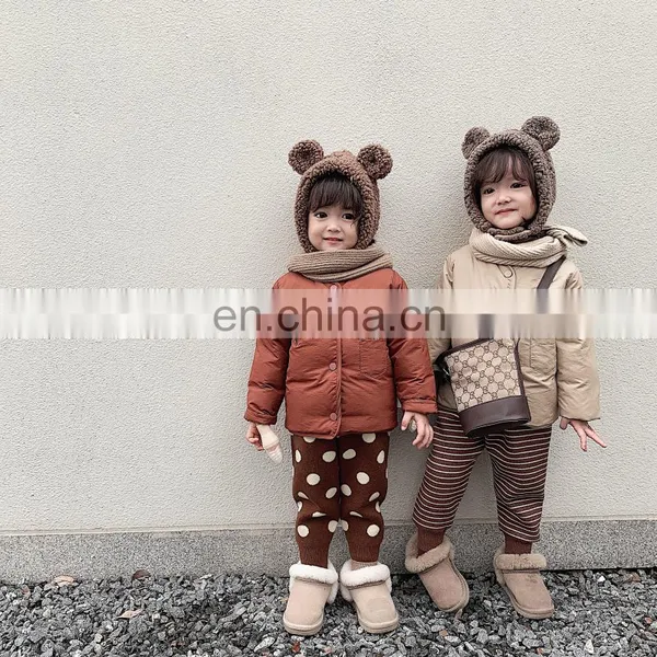 2020 Latest Design Warm Bear Embroidered Jacket for Girls Kids Baby Winter Cotton Padding Jacket photo-4